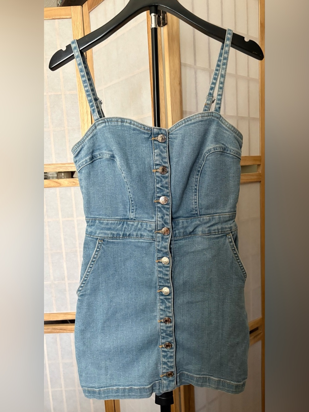 Guess Jean Mini Dress Button Front Size O